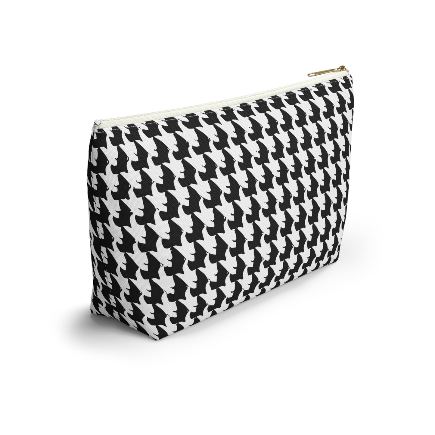 Vampire Art Preppy Grunge Houndstooth Sixties Pattern in Black and White Pencil Case Accessory Pouch w T-bottom