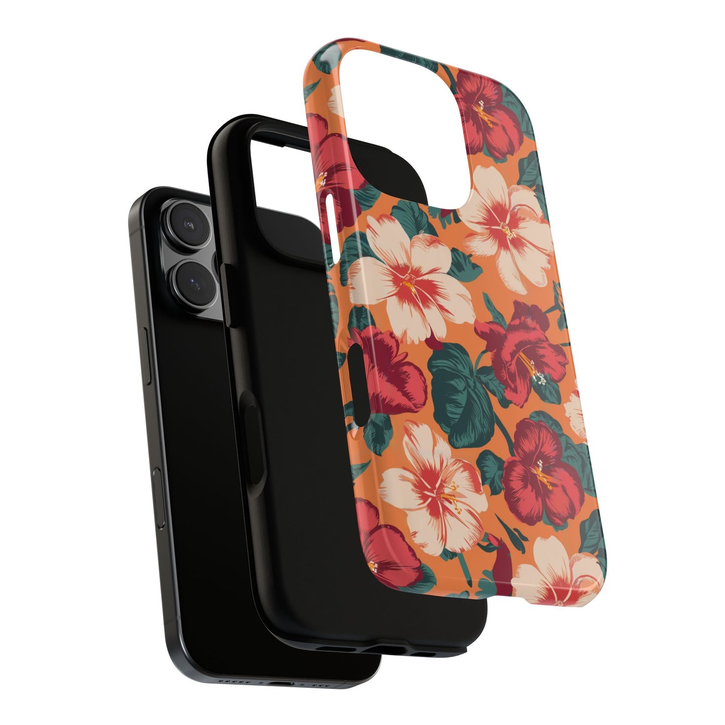 Vampire Art Vintage and Edgy iPhone 16 Tough Case - Retro Surfy Coral Florals