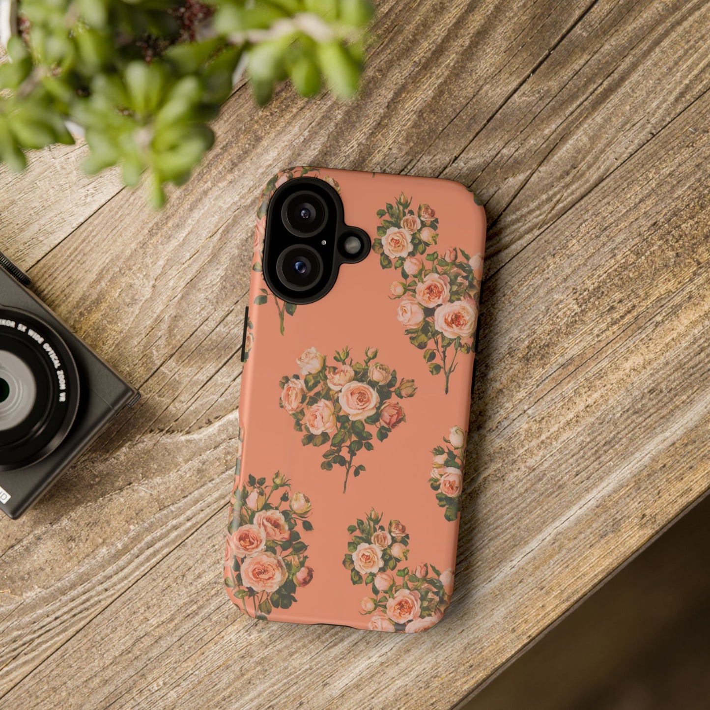 Vampire Art Vintage and Edgy iPhone 16 Tough Case - Retro Coral Florals