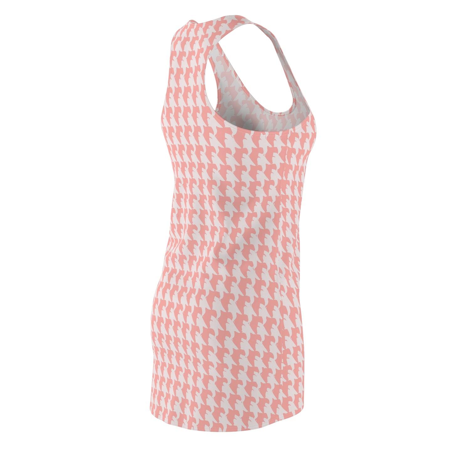 Vampire Art Grunge Goth Emo Preppy Coral Pink and White Houndstooth Women's Racerback Dress