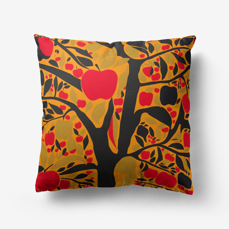 Vampire Art Retro Premium Hypoallergenic Throw Pillow - 3 sizes / optional insert - Apple Tree