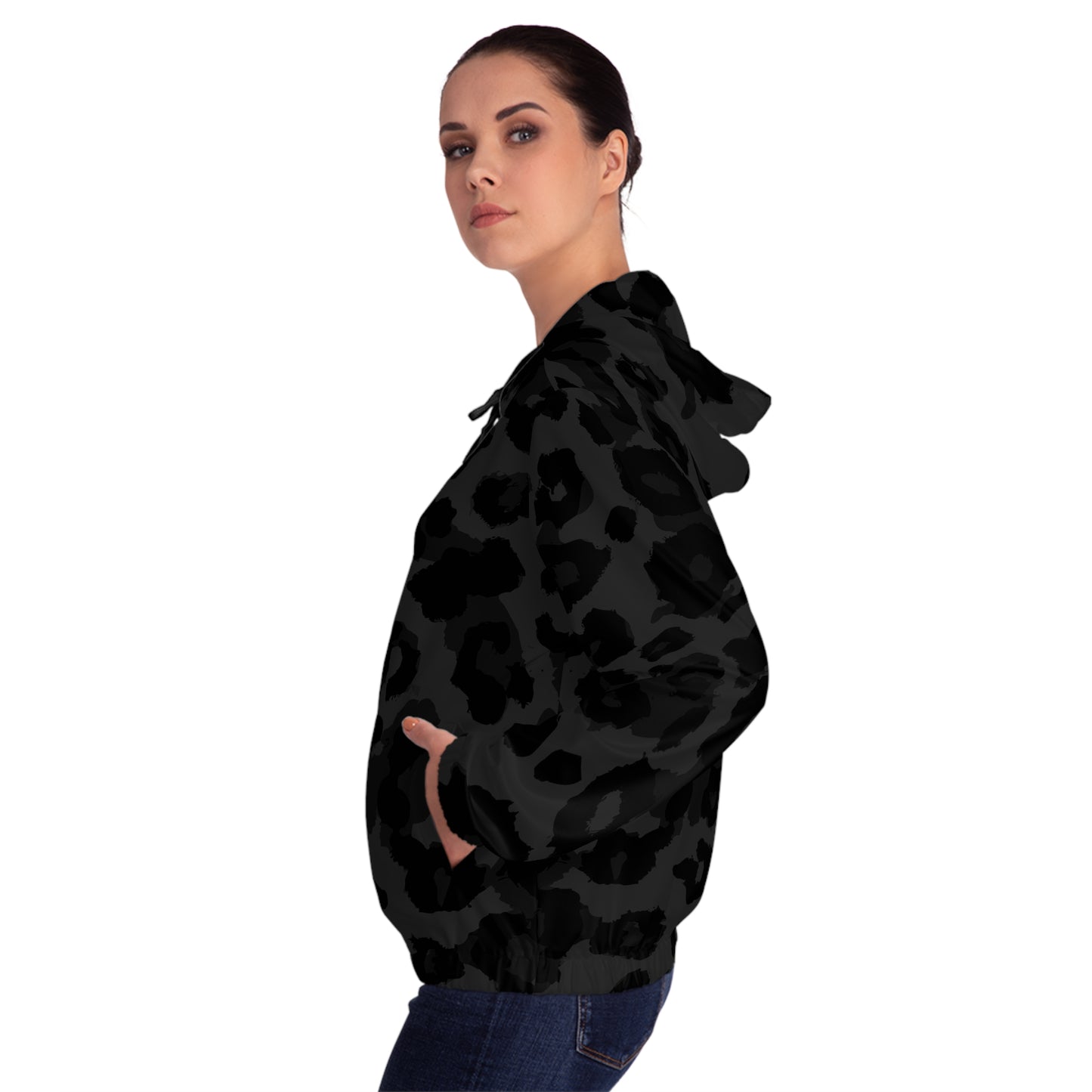 Vampire Art Grunge Glam Black Leopard Pattern Women’s Full-Zip Hoodie