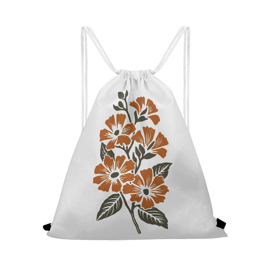 Vampire Art Retro Flowers Custom Gym Drawstring Bag