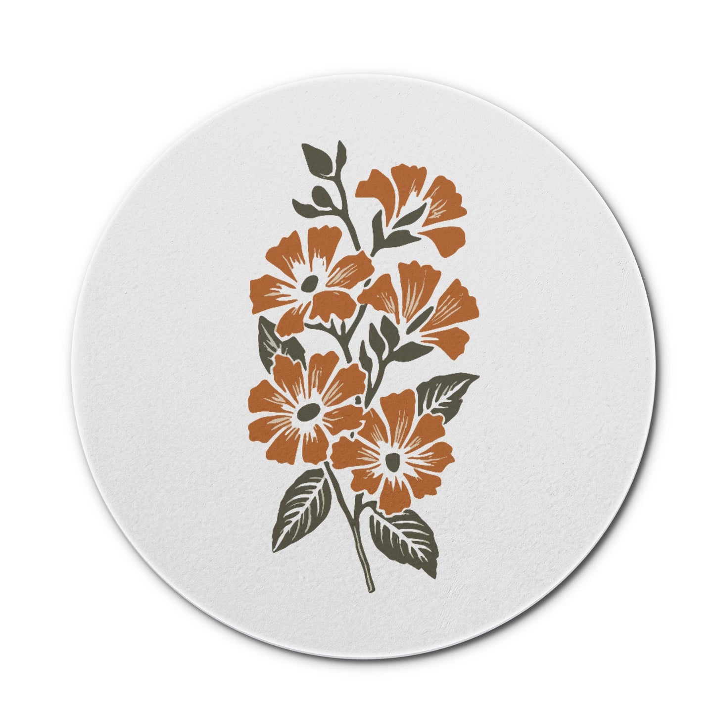 Vampire Art Retro Surfy Flowers Round Ceramic Coasters / Set of 4