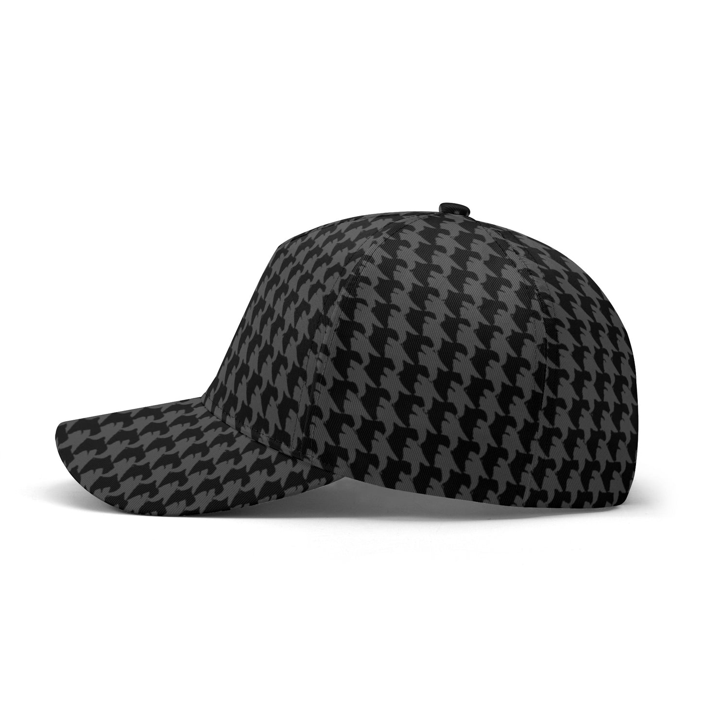 Vampire Art Dark Academia Black and Charcoal Grey Houndstooth Vintage Windowpane Baseball Cap