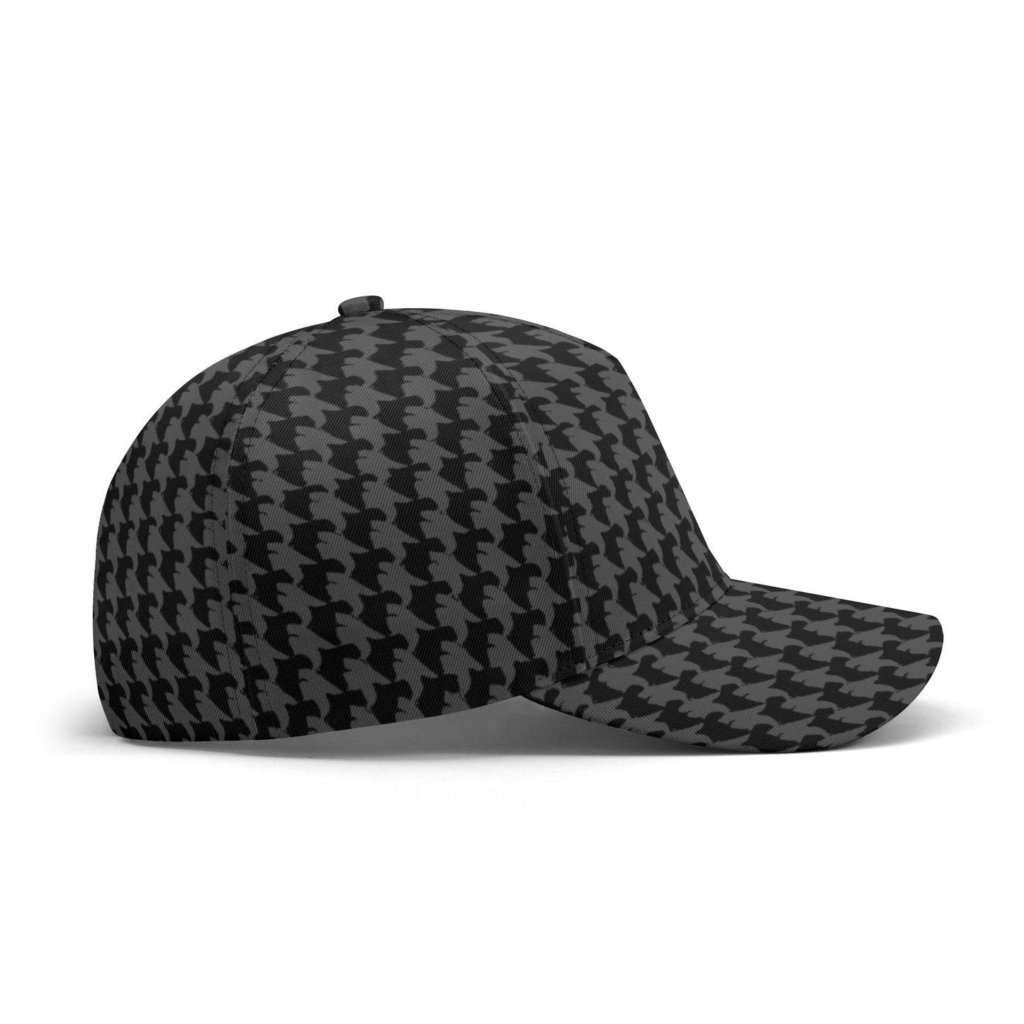 Vampire Art Dark Academia Black and Charcoal Grey Houndstooth Vintage Windowpane Baseball Cap