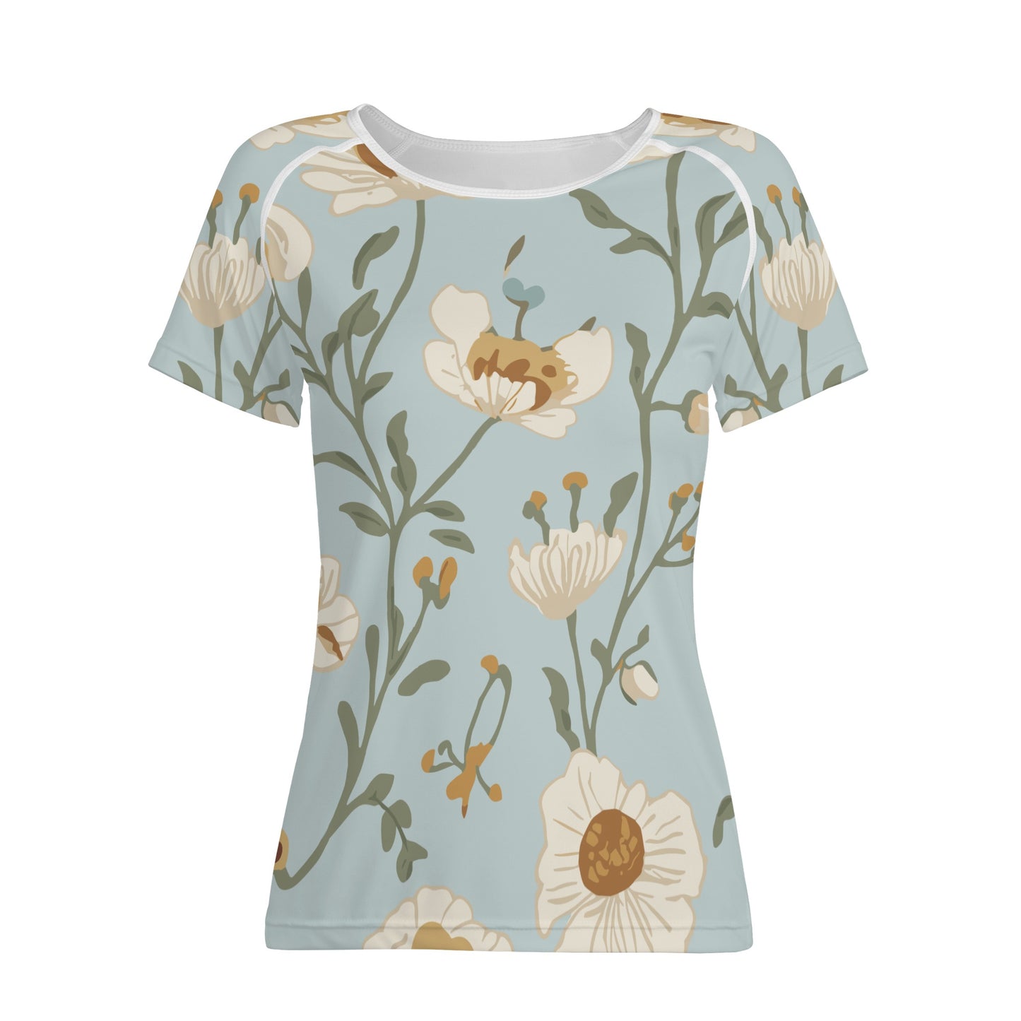 Vampire Art Retro Floral Women's T-shirt - Pale Blue