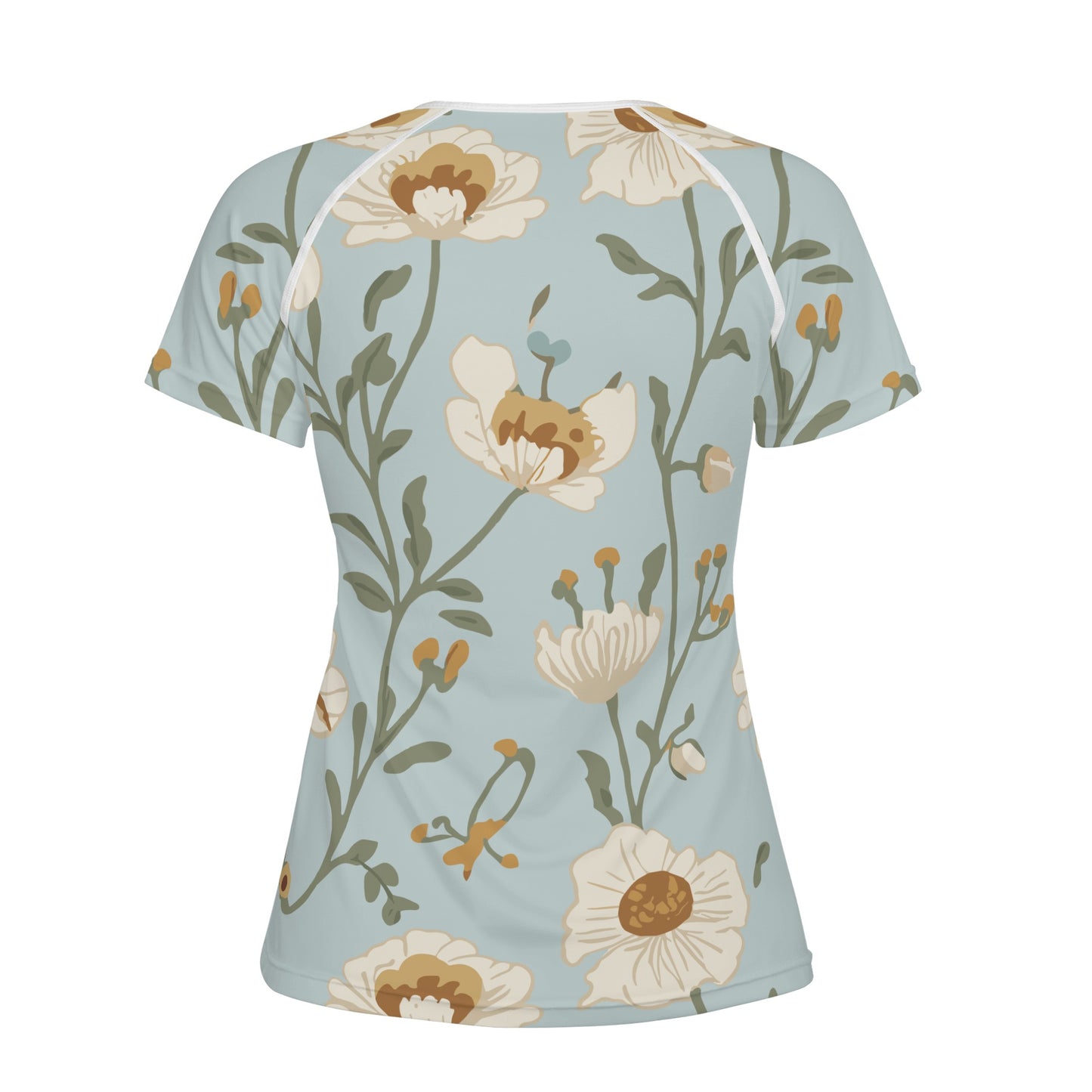 Vampire Art Retro Floral Women's T-shirt - Pale Blue