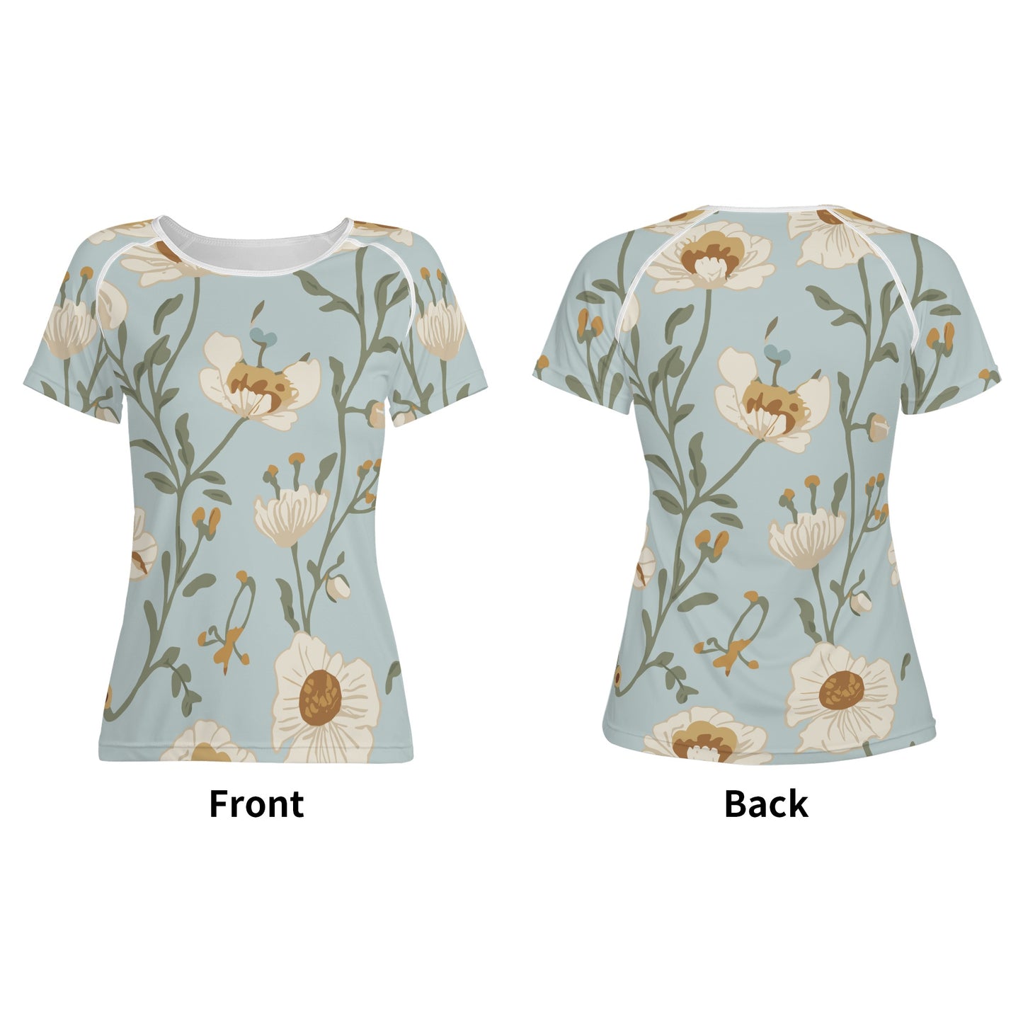 Vampire Art Retro Floral Women's T-shirt - Pale Blue