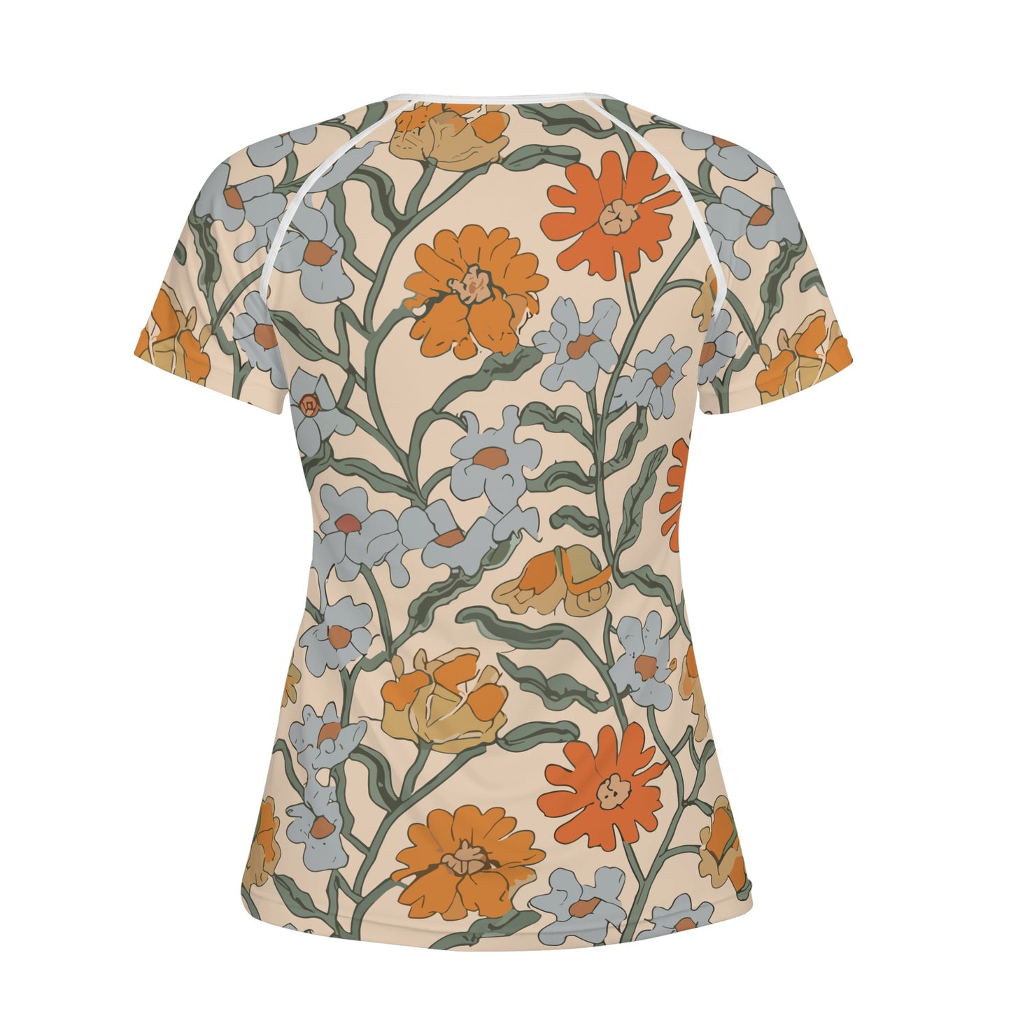 Vampire Art Retro Floral Womens T-shirt - Pale Salmon