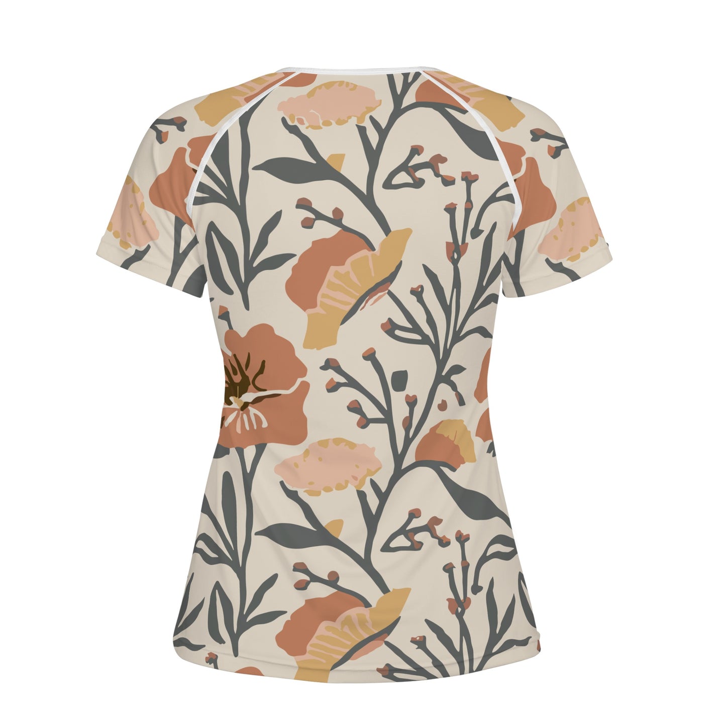 Vampire Art Retro Floral Womens T-shirt - Light Beige