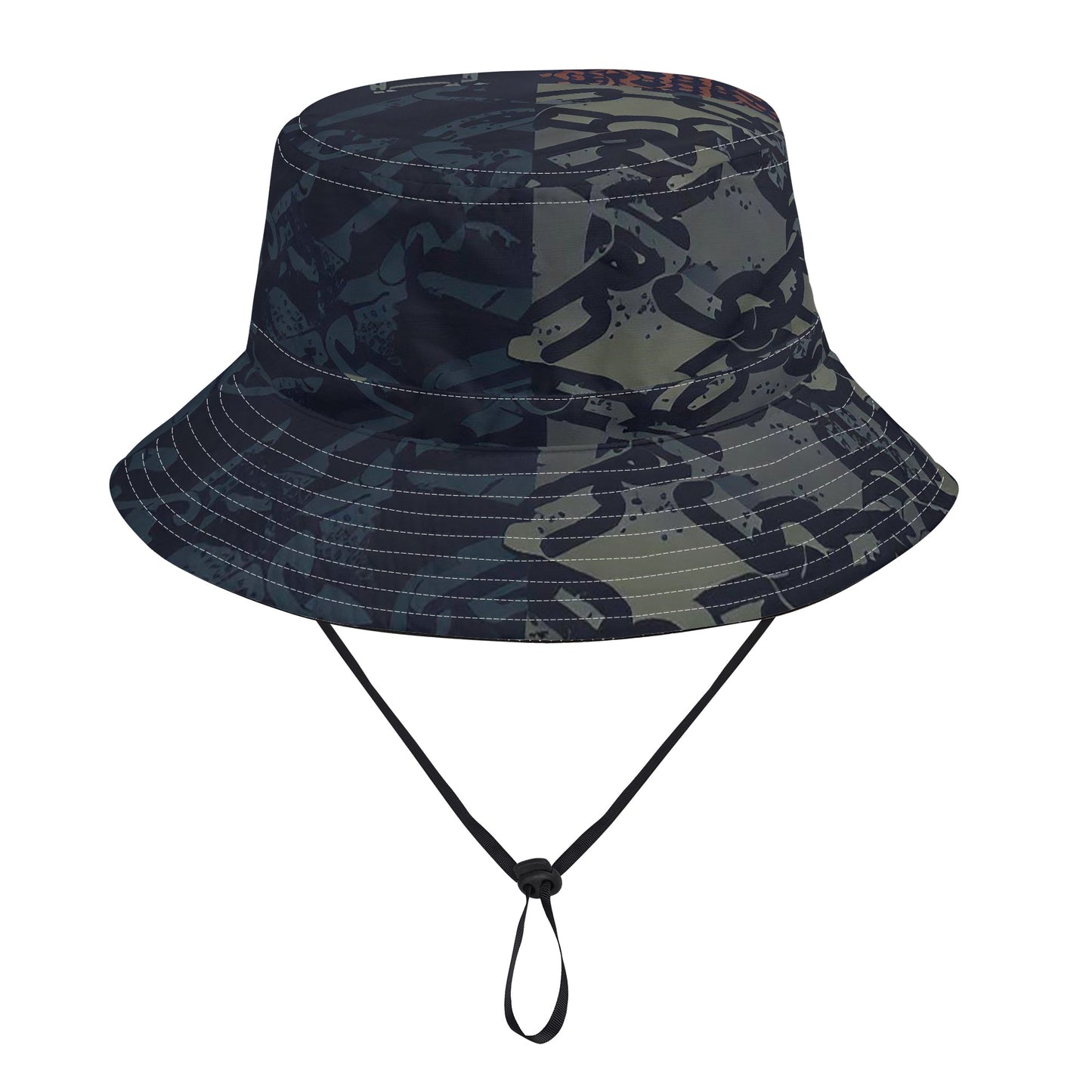 Vampire Art Grunge Unisex Bucket Fisherman's Hat - Chains with Rust Patchwork with Adjustable String