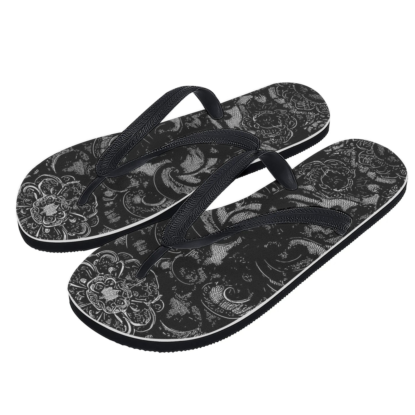 Vampire Art Black Lace Print Women's Flip Flops