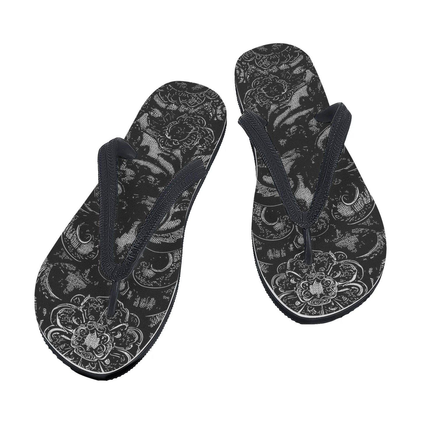 Vampire Art Black Lace Print Women's Flip Flops