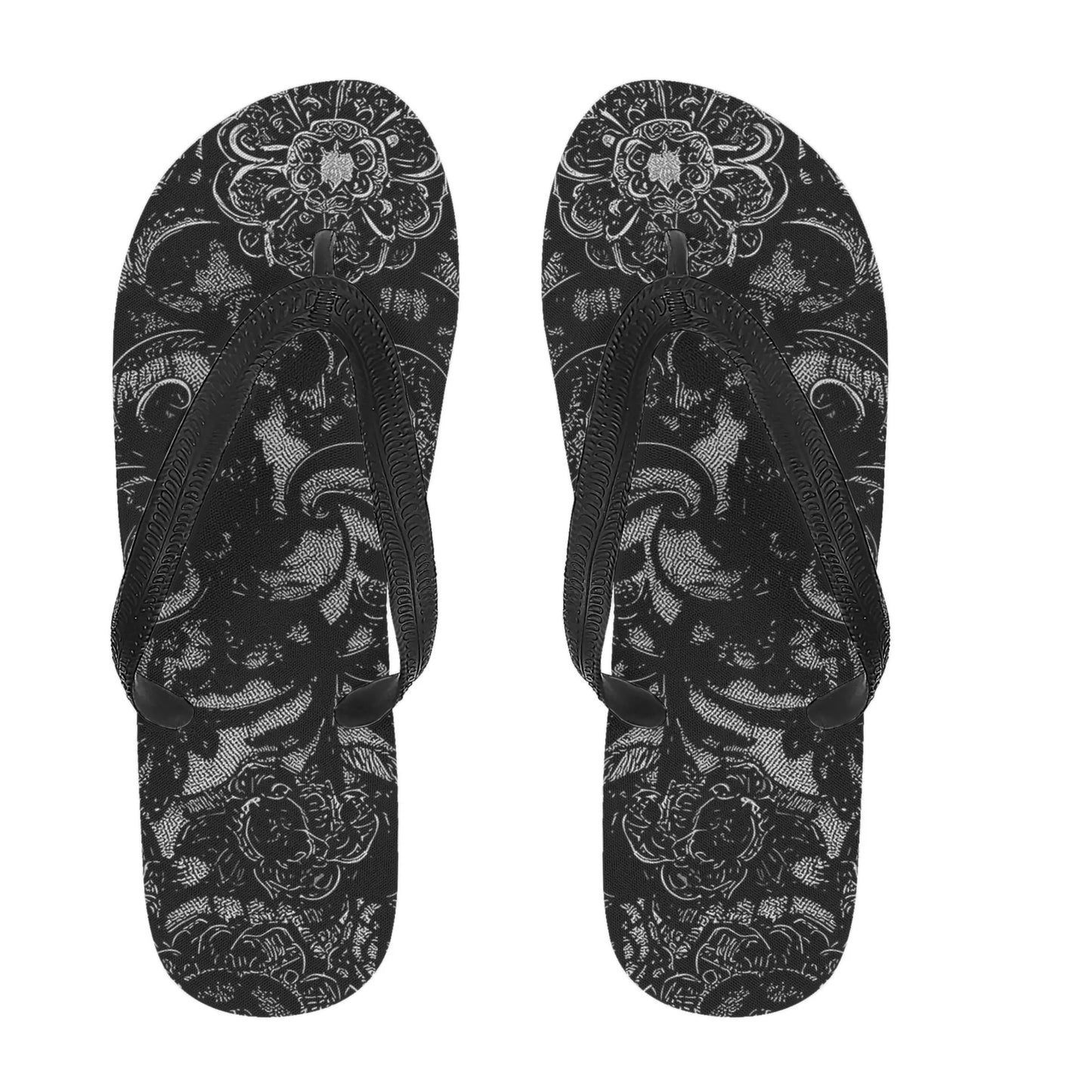 Vampire Art Black Lace Print Women's Flip Flops