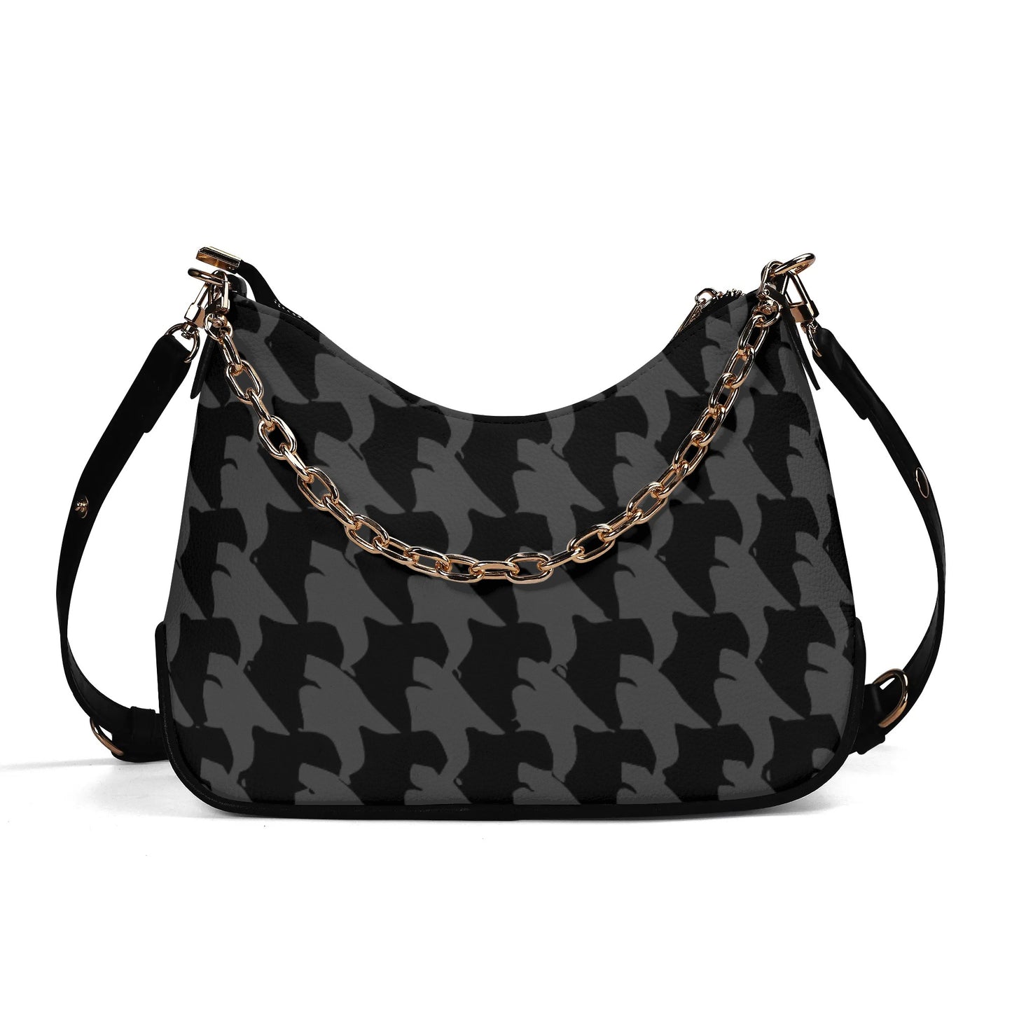 Vampire Art Grunge PU Cross-body Bag With Chain Decoration - Houndstooth