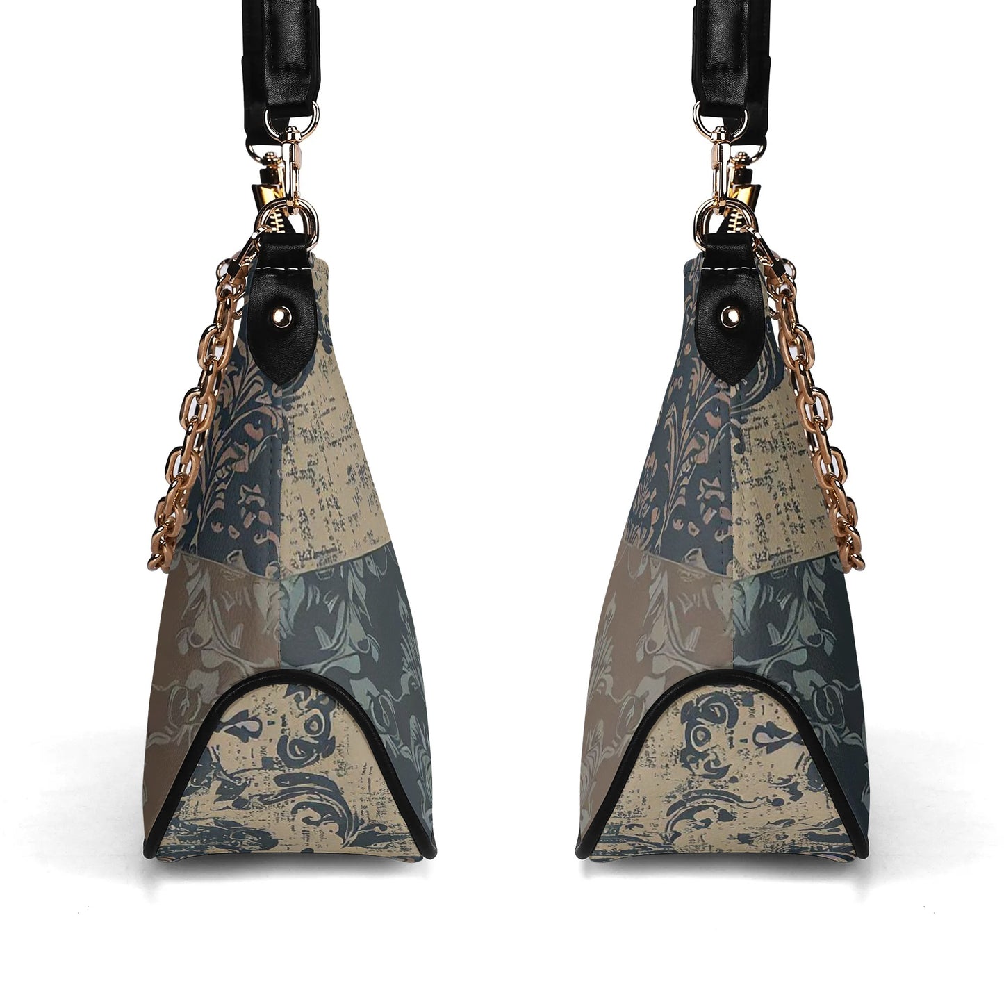 Vampire Art Grunge Distressed PU Cross-body Bag With Chain Decoration - Seattle