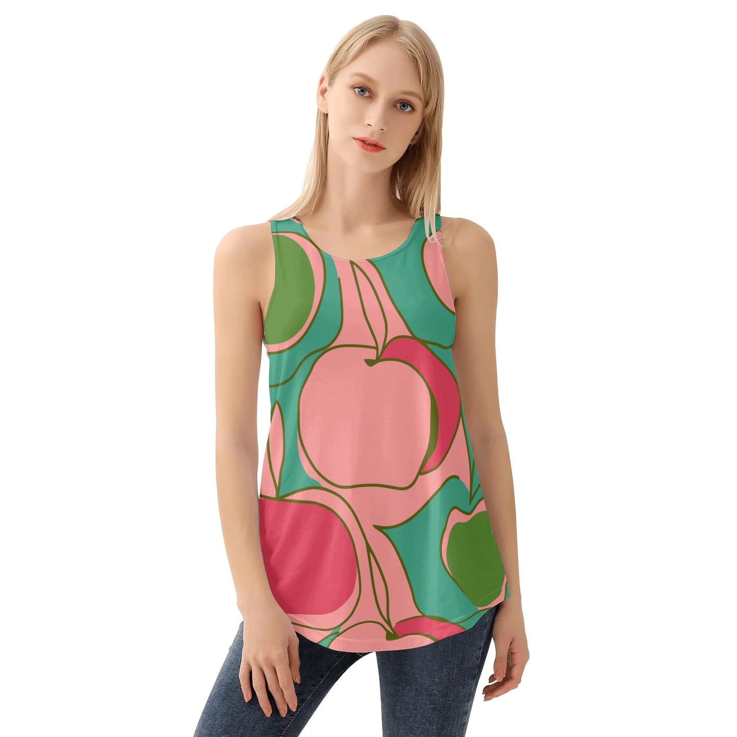 Vampire Art Women's Retro Loose Sleeveless Tank Top - Sixties Apples