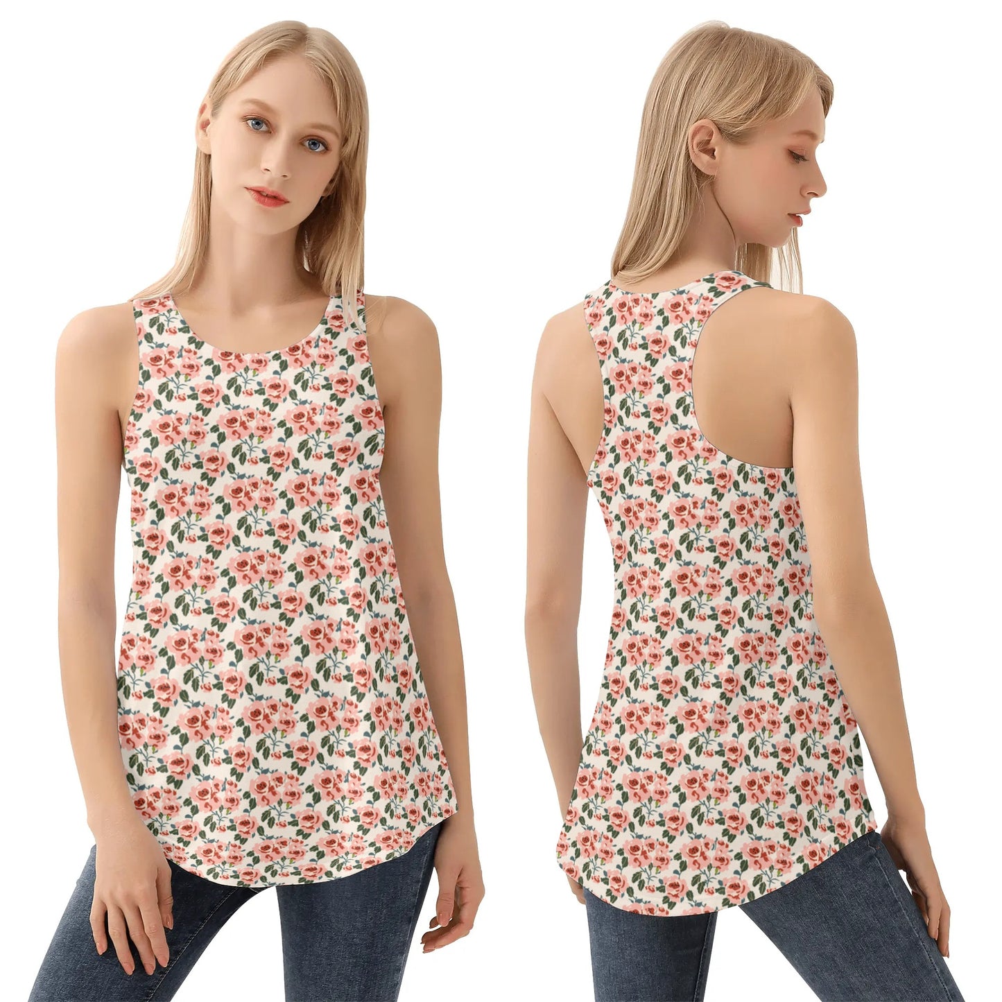 Vampire Art Retro Women's Sporty Loose Tank Tops - Classic Roses