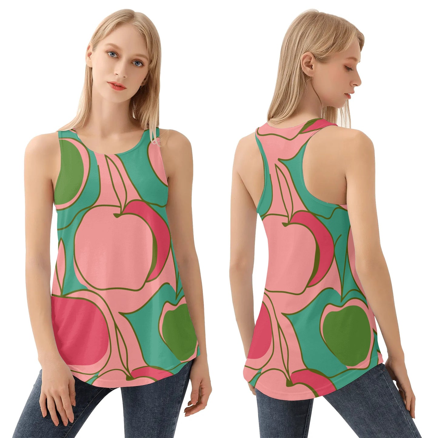 Vampire Art Women's Retro Loose Sleeveless Tank Top - Sixties Apples