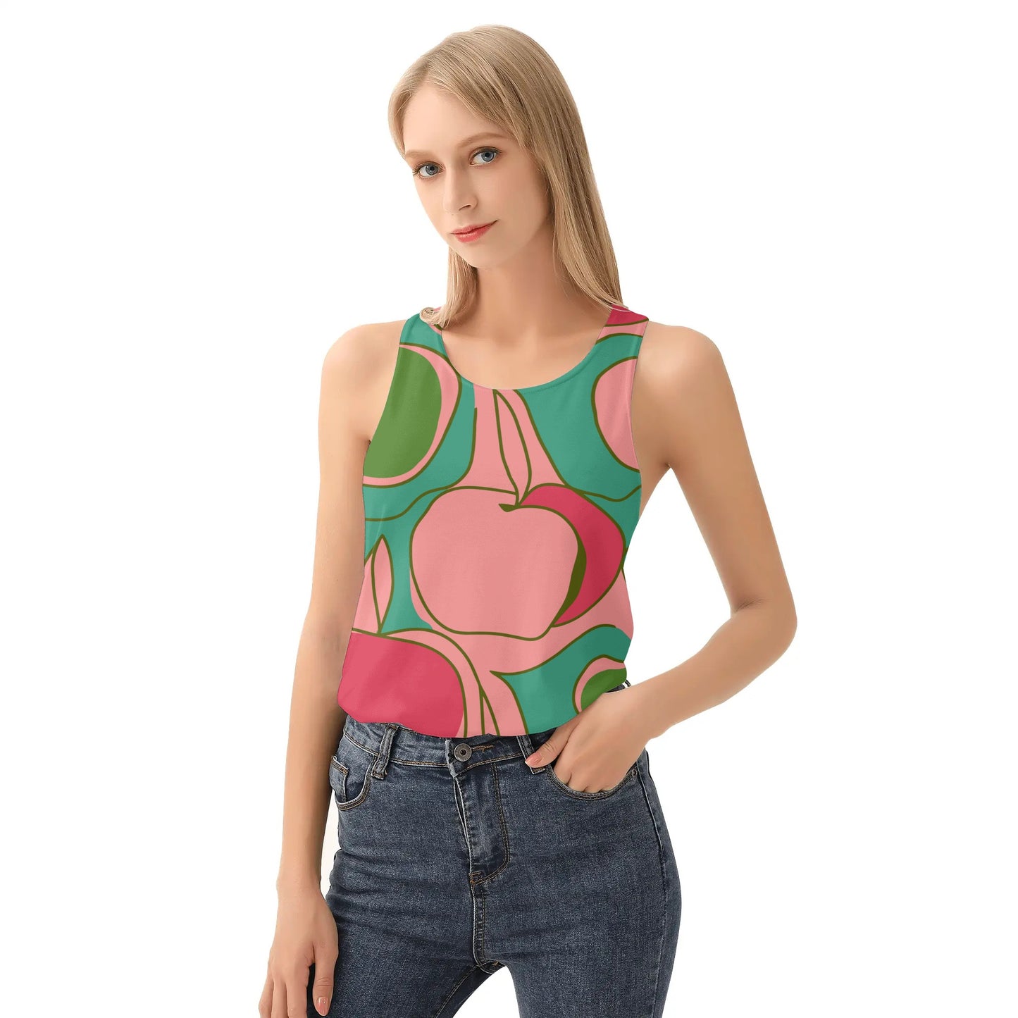 Vampire Art Women's Retro Loose Sleeveless Tank Top - Sixties Apples