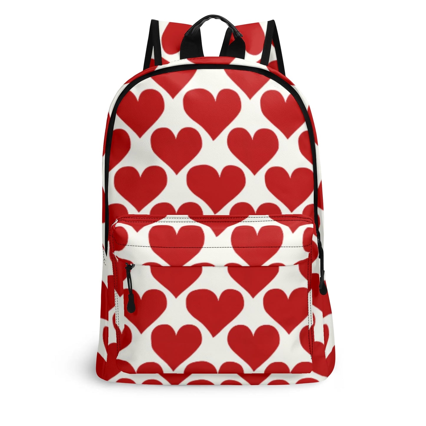 Vampire Art Retro Chic Vegan Leather 17 inch Back to School Twill Backpack - Hearts