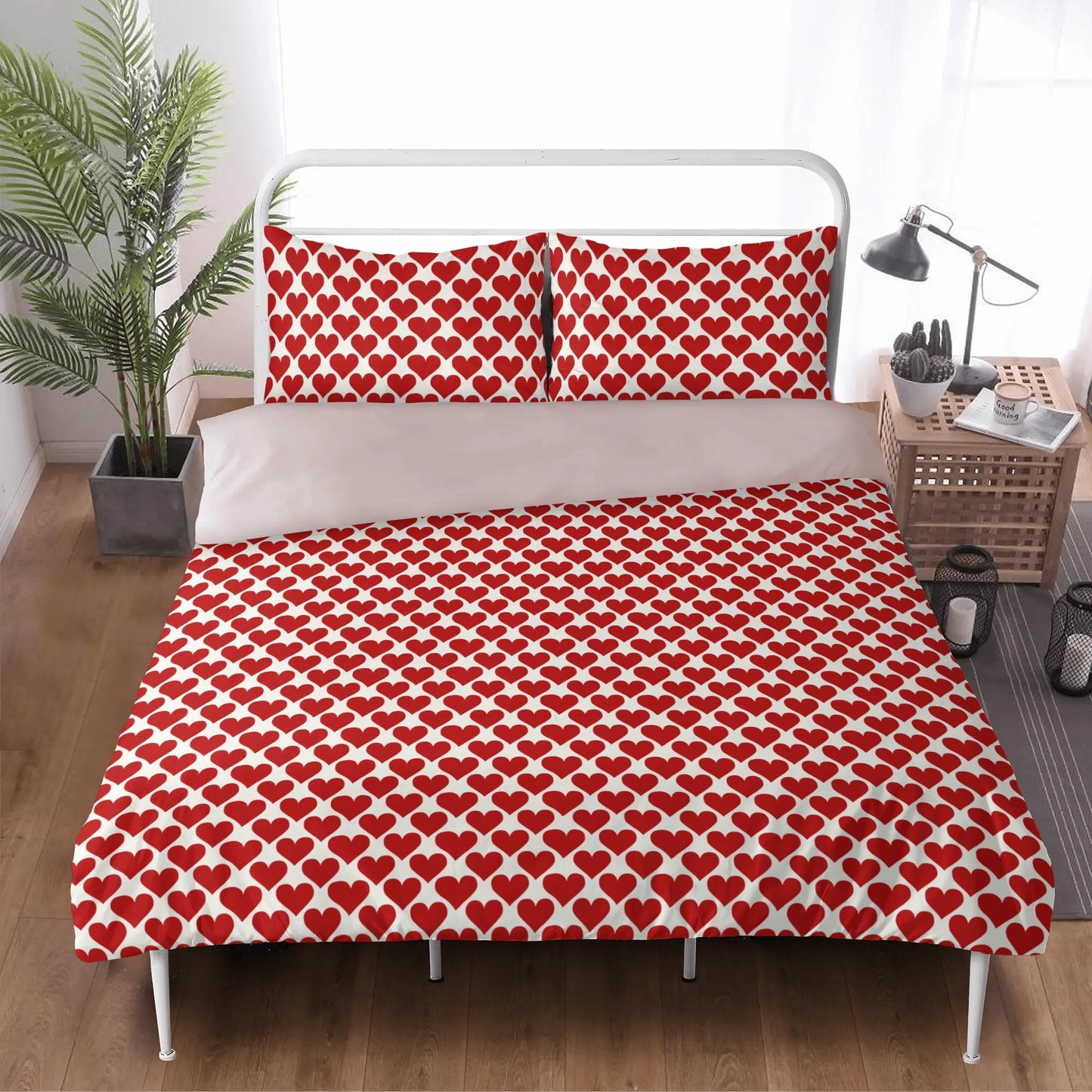 Vampire Art Retro Dreamscape 3-Piece Bedding Set - Red Hearts