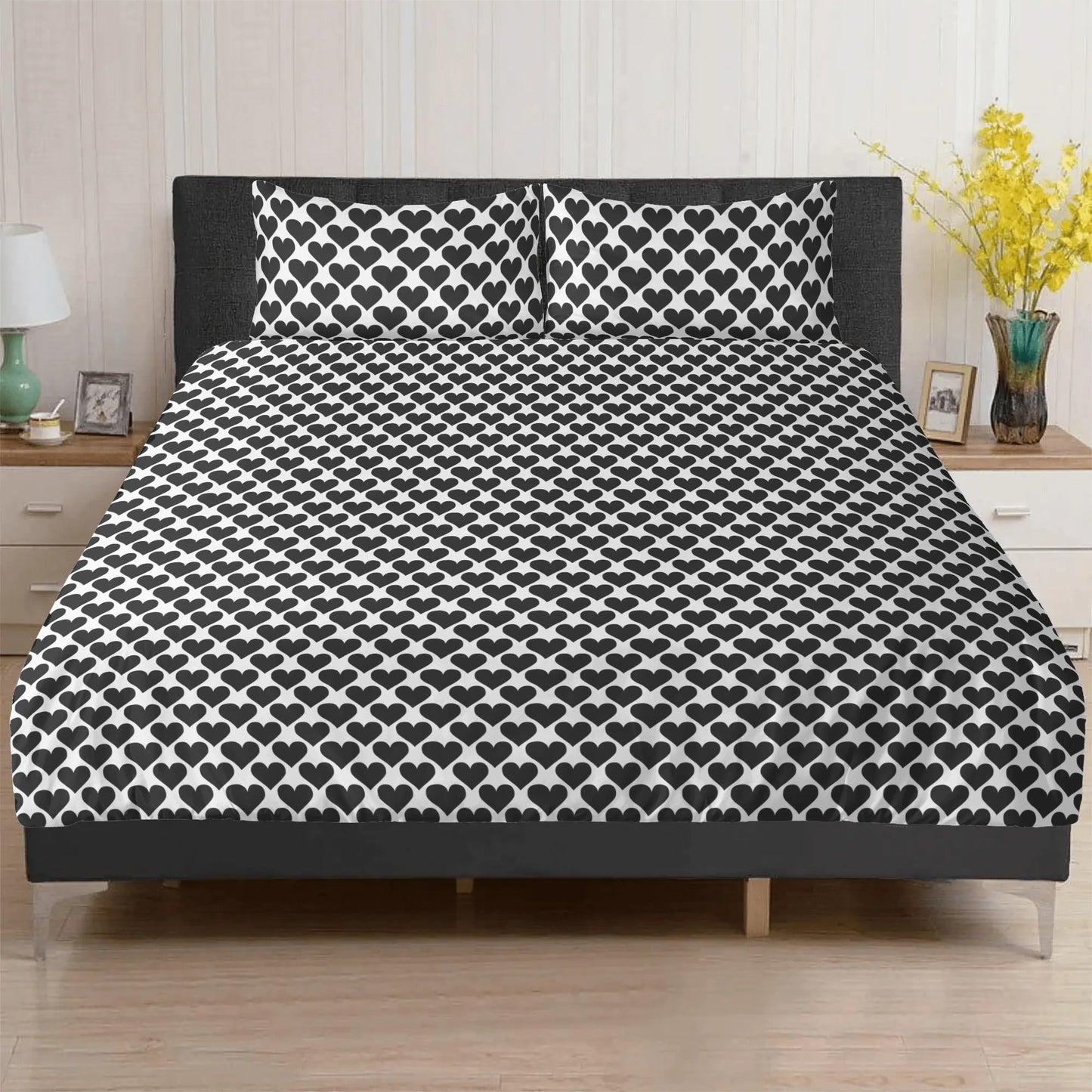 Vampire Art Whimsigoth Dreamscape 3-Piece Bedding Set - Black Hearts