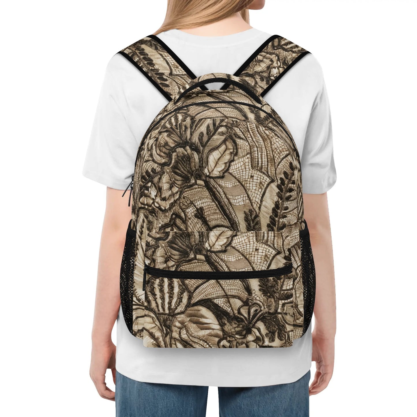 Vampire Art Whimsigoth Voyager School 15 Inch Backpack - Victorian Lace Print