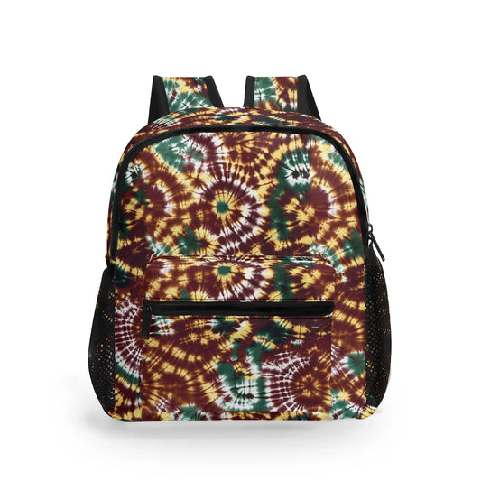 Vampire Art Retro Sixties 11 Inch Tie Dye Brown and Green Backpack