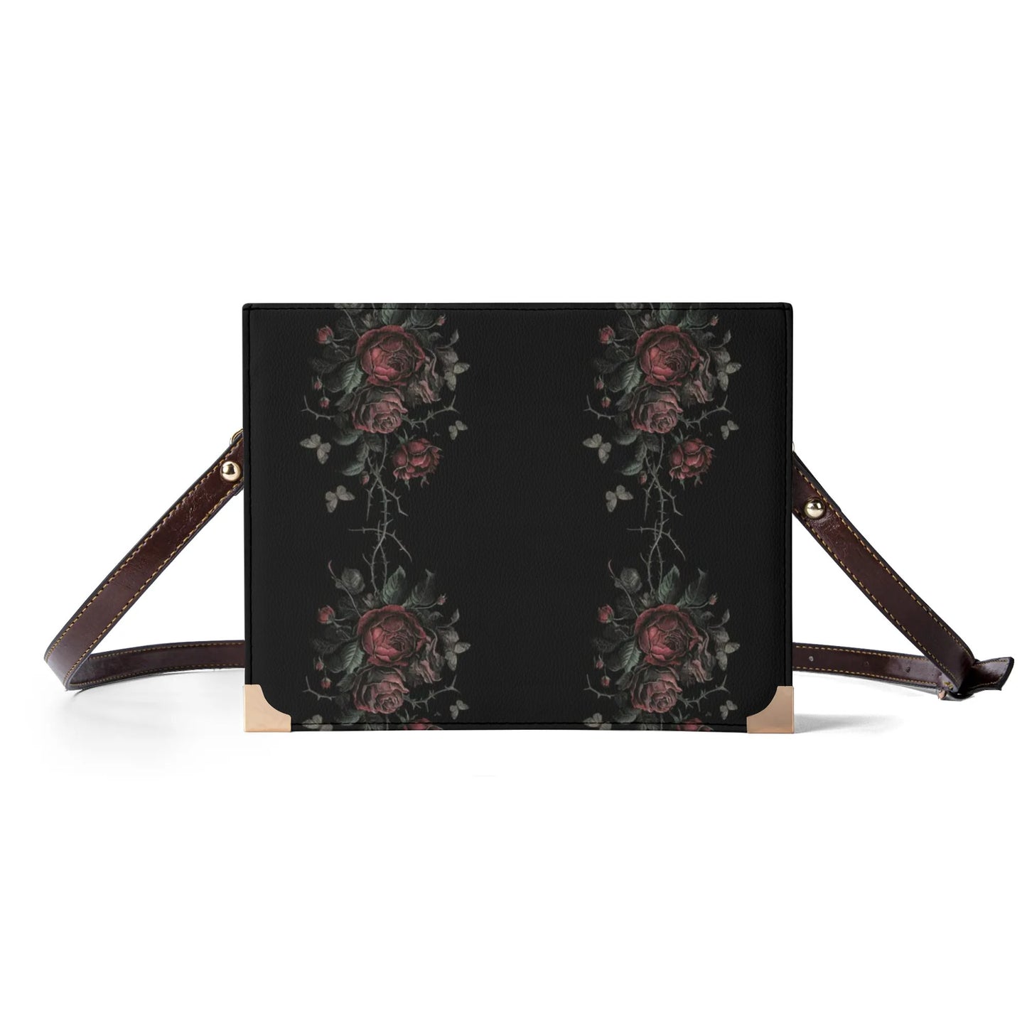 Vampire Art Dark Academia Book Cover Crossbody Bag - Goth Roses