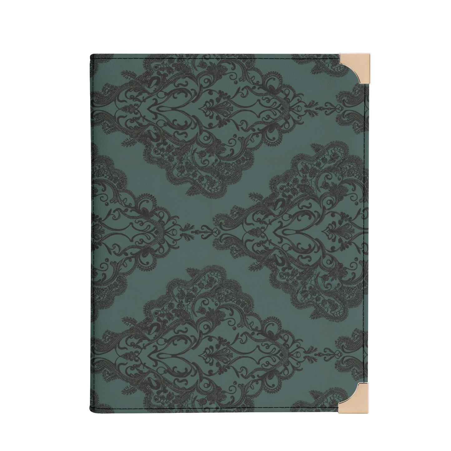 Vampire Art Dark Academia Book Cover Crossbody Bag - Goth Damask in Teal Green