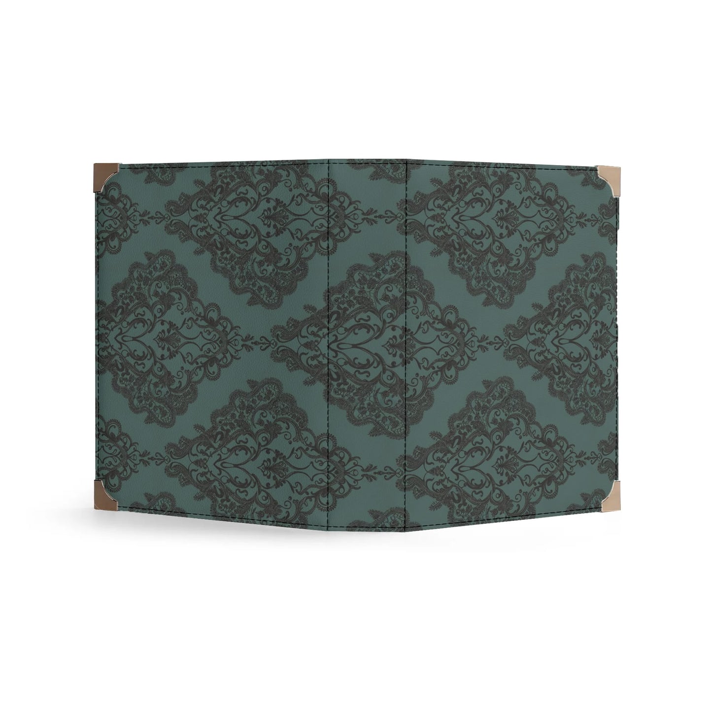 Vampire Art Dark Academia Book Cover Crossbody Bag - Goth Damask in Teal Green