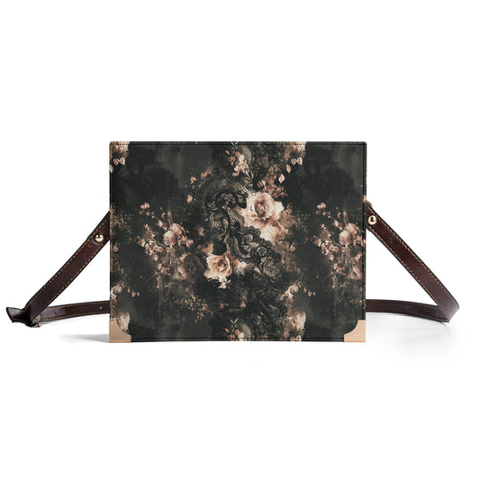 Vampire Art Dark Academia Book Cover Crossbody Bag - Grunge Lace and Roses