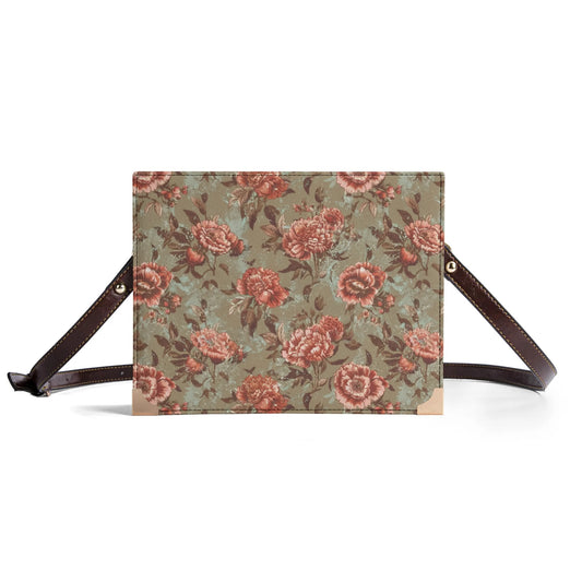 Vampire Art Dark Academia Book Cover Crossbody Bag - Grunge Vintage Florals