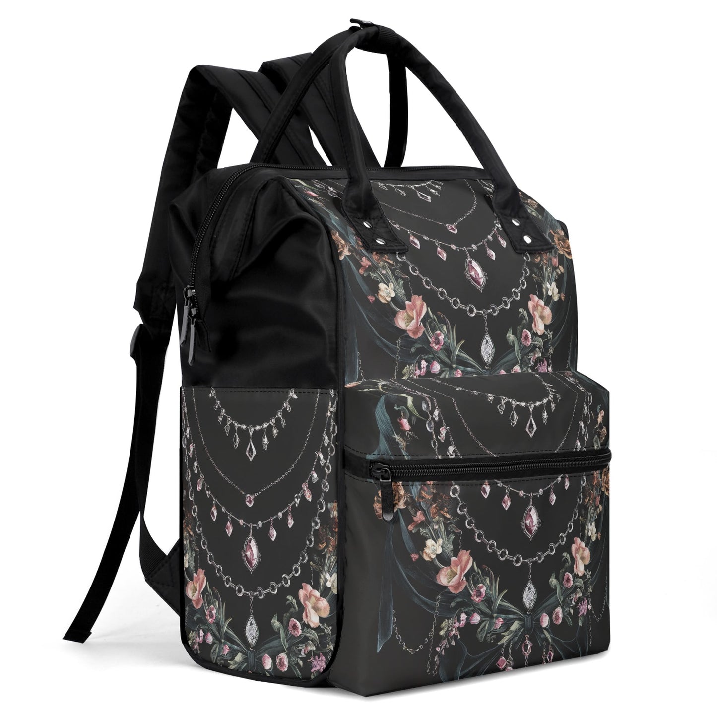 Vampire Art Nocturnal Celestial Goth Large Capacity Diaper Bag Mummy Backpack Nursing Bag Backpack Baby Shower Gift for Mums and Dads New Parents - The Vampire's Jewels