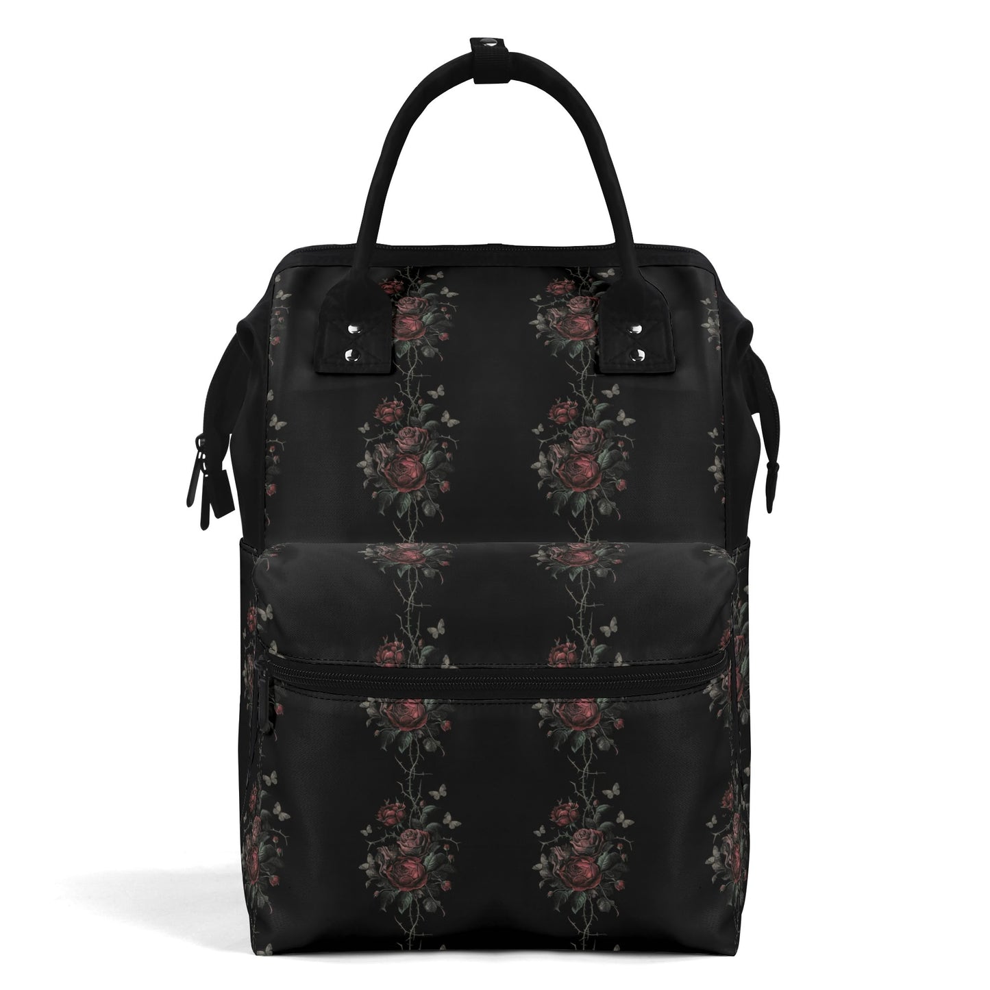 Vampire Art Nocturnal Celestial Goth Large Capacity Diaper Bag Mummy Backpack Nursing Bag Backpack Baby Shower Gift for Mums and Dads New Parents - Goth Roses and Moths