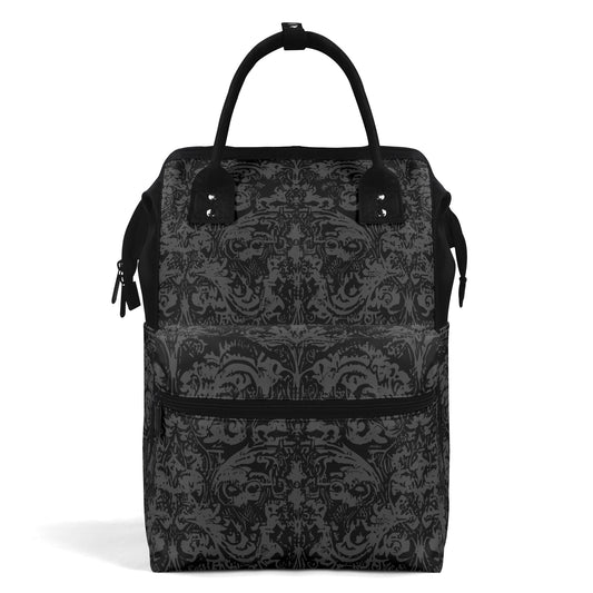 Vampire Art Nocturnal Goth Large Capacity Diaper Bag Backpack Nursing Bag Baby Shower Gift for Mums Dads New Parents - Black Grunge Damask