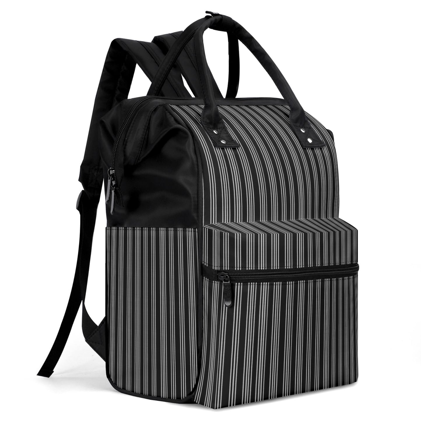 Vampire Art Nocturnal Goth Large Capacity Diaper Bag Backpack Nursing Bag Baby Shower Gift for Mums and Dads New Parents - Victorian Stripes