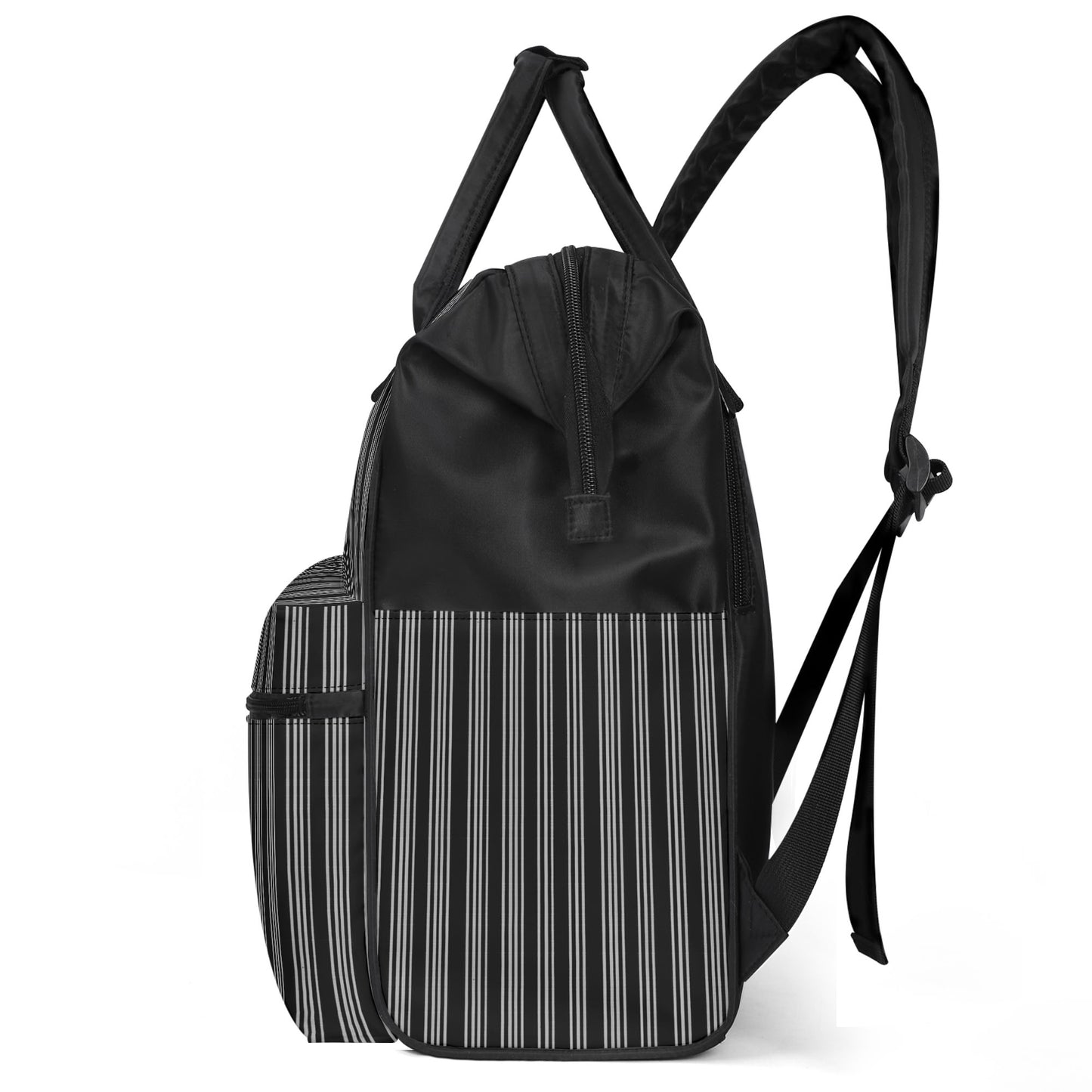 Vampire Art Nocturnal Goth Large Capacity Diaper Bag Backpack Nursing Bag Baby Shower Gift for Mums and Dads New Parents - Victorian Stripes