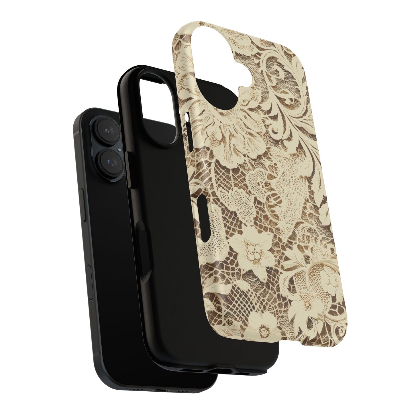 Vampire Art Vintage and Edgy iPhone 16 Tough Case - Cream Victorian Lace