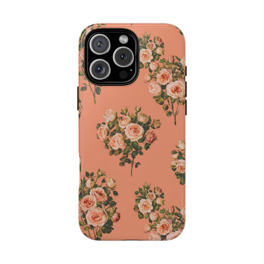 Vampire Art Vintage and Edgy iPhone 16 Tough Case - Retro Coral Florals