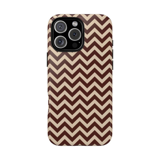 Vampire Art Vintage and Edgy iPhone 16 Tough Case - Brown Mod Herringbone