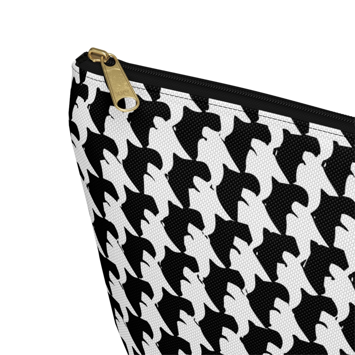 Vampire Art Preppy Grunge Houndstooth Sixties Pattern in Black and White Pencil Case Accessory Pouch w T-bottom