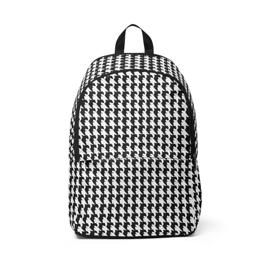 Vampire Art Preppy Grunge Houndstooth Sixties Black and White Fabric Backpack