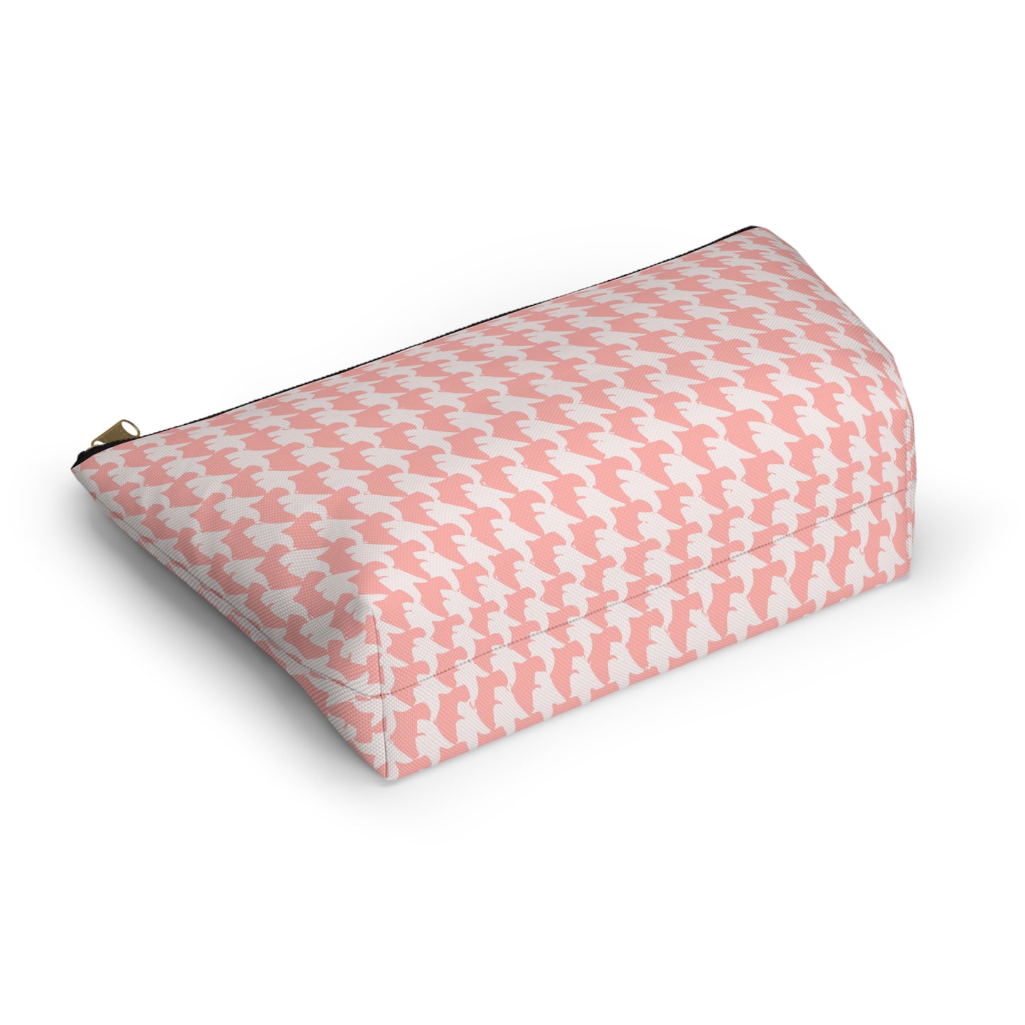 Vampire Art Preppy Grunge Houndstooth Sixties Pattern in Coral Pink and White Pencil Case Accessory Pouch w T-bottom