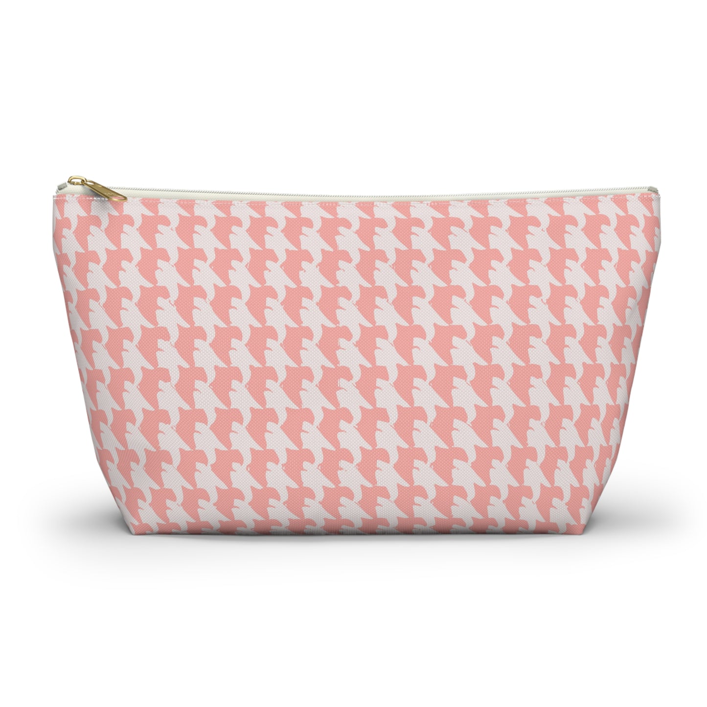 Vampire Art Preppy Grunge Houndstooth Sixties Pattern in Coral Pink and White Pencil Case Accessory Pouch w T-bottom