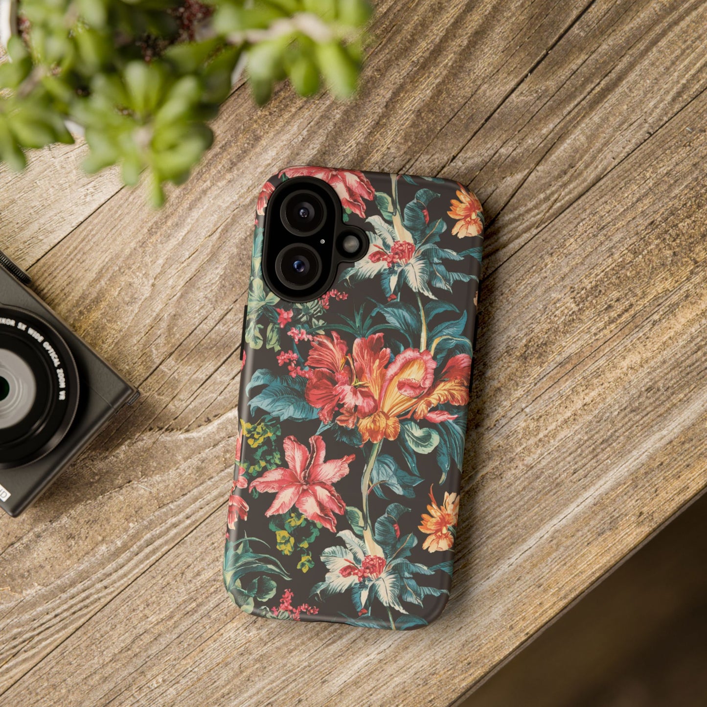 Vampire Art Vintage and Edgy iPhone 16 Tough Case - Retro Surfy Florals