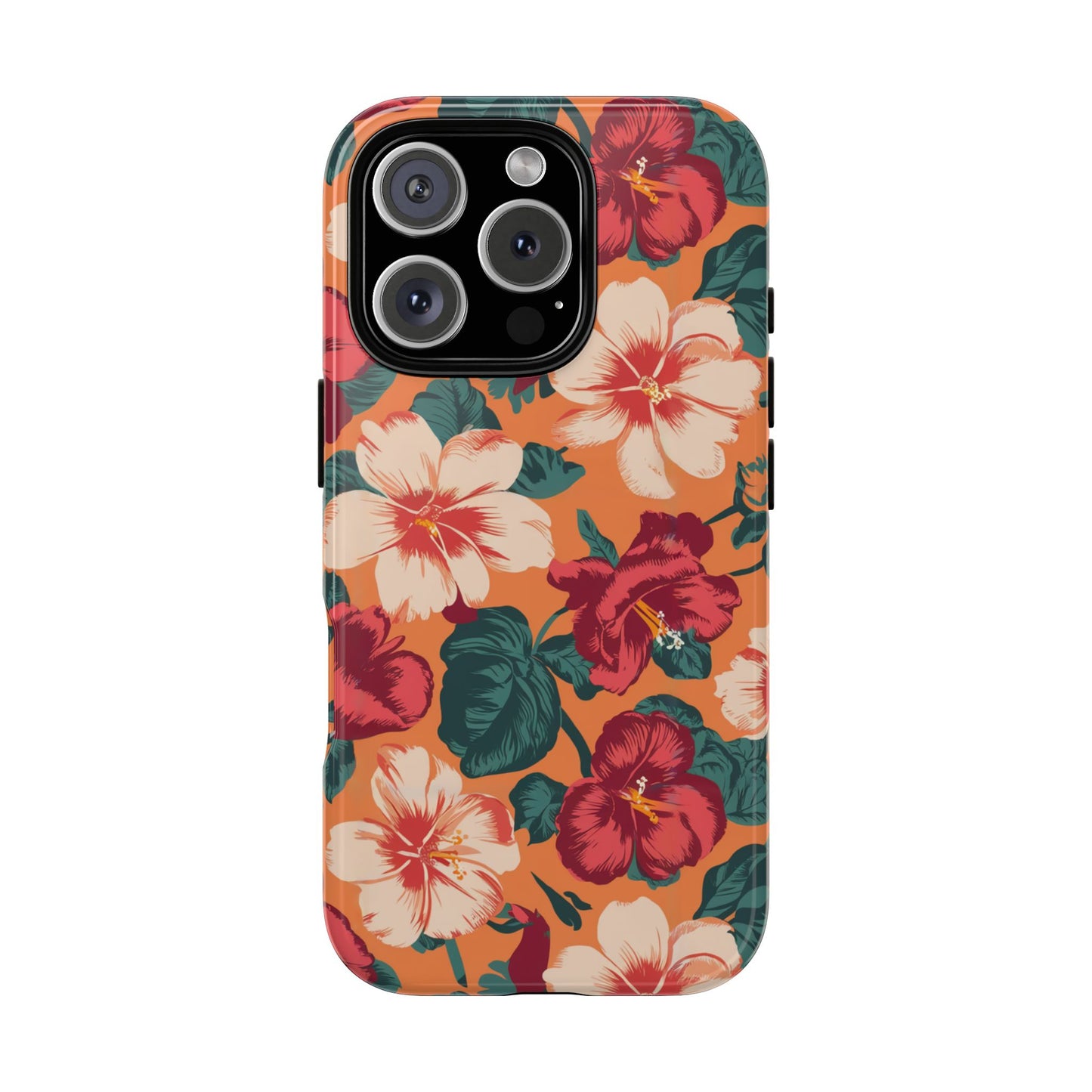 Vampire Art Vintage and Edgy iPhone 16 Tough Case - Retro Surfy Coral Florals