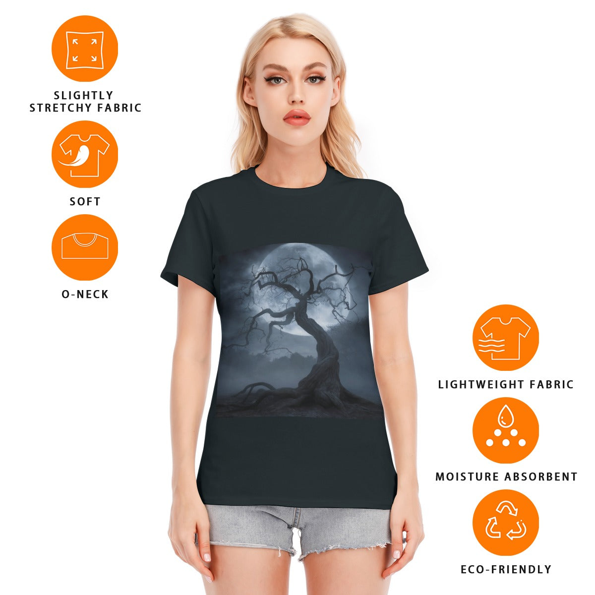 Vampire Art Dark Dream Women's Round Neck 100% Cotton T-Shirt - Witchy Tree